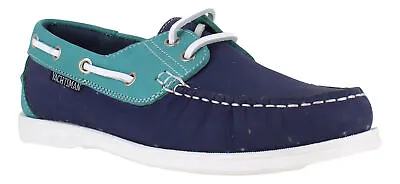 £21.99 • Buy Seafarer Yachtsman Womens Indigo/Teal Leather Casual Deck Boat Lace Up Shoes