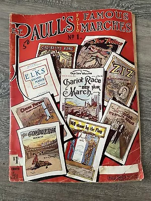 Antique Music Book - E.T. Paull's Famous Marches / Folio #1 - 1932 • $5