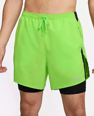 Nike Dri-Fit Running Division Stride Shorts DX0841-313 Men’s Sz Large Volt Green • $34.95