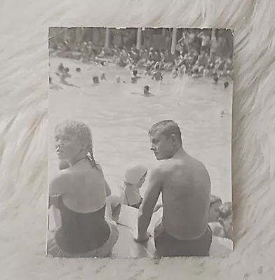 Vtg Black & White Swimming Pool Photo Original Found Old Photograph Snapshot • $1.99