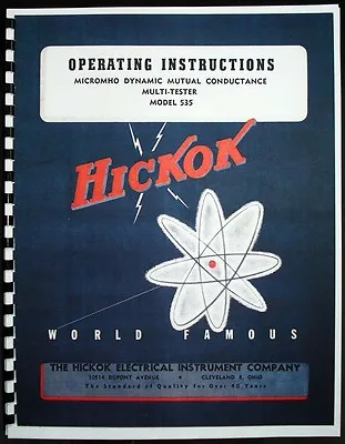 Hickok 535 Dynamic Mutual Conductance Tube Tester Manual • $10.49