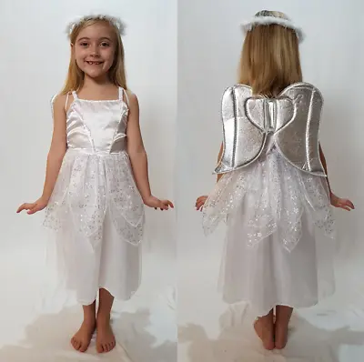 Angel Deluxe Girls Wings Halo Childrens Fancy Dress Costume Nativity School Play • £12.99
