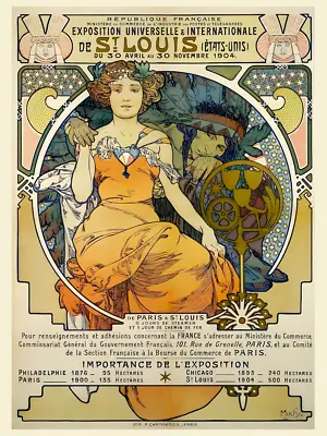 Exposition Universelle France St Louis Mucha Art Nouveau Woman Poster Art Print • $18.95