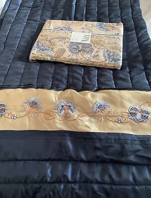 Beautiful New Victoria & Albert V&A Navy  Single  Chintz Duvet Cover And  Throw. • £29.99