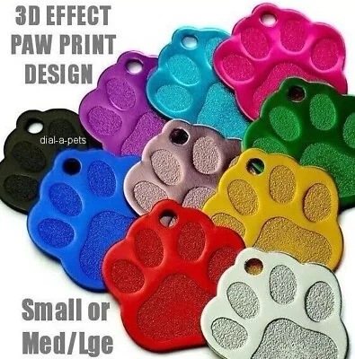 CAT & DOG PET Identity TAGS DEEP Engraved - 3D Effect PAW PRINT Disc Black Pink! • £2.05