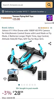 Jiakora V11 Mini Drone With 1080P HD FPV Camera For Kids - Remote Control - NEW- • £9.99