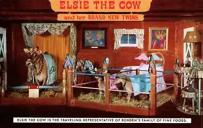Vintage Postcard Elsie The Cow Travelling Rep Of Borden's Family Of Fine Foods • $6.99