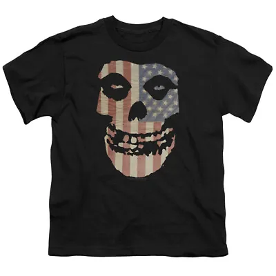 Misfits Fiend Flag Color Kids Youth T Shirt Licensed Music Rock Band Tee Black • $18.99