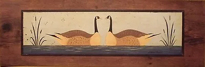 Art Print~LIFETIME MATES~geese~Warren Kimble Goose Couple Folk Birds Love 24x8 • $15.49