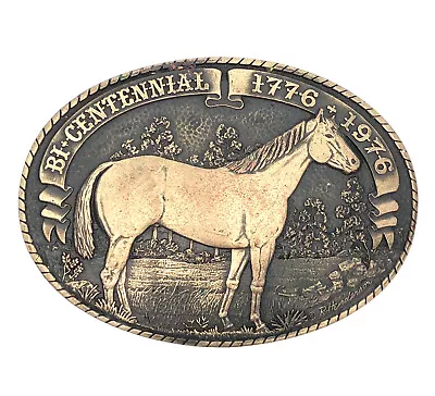 1976 Tony Lama Bicentennial Quarter Horse Oval Limited Edition Brass Belt Buckle • $40