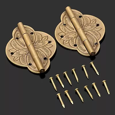 Vintage Brass Hinges For Cupboard Jewelry Box Case Cabinet Chinese Style Decor • $8.09