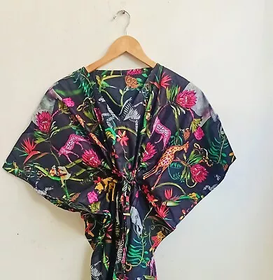 $35.53 • Buy Indian Black Cotton Party Wear Kaftan Dress Women's Clothing Night Maxi Gown AU