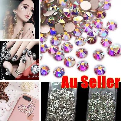 $7.95 • Buy 1440pcs Nail Art Rhinestones Crystal Gems Glitter Round Beads 3D Tips DIY Deco