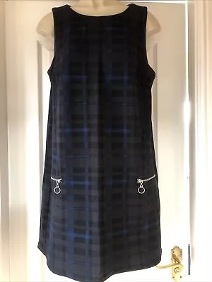 Ladies Black & Navy Blue Checked Summer Office/work Dress - Size 12 • £5.99