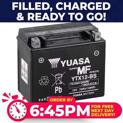 Genuine Yuasa YTX12-BS High Power AGM GEL Motorbike Motorcycle Battery YTX12BS  • £52.22
