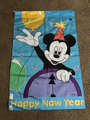 Vintage 1996 Disney Mickey Mouse Decorative Garden Flag “Happy New Year” • $19.99