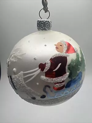 Vintage Poland Hand Blown Painted Mercury Glass Ball 3.5  Ornament Glitter • $50.99