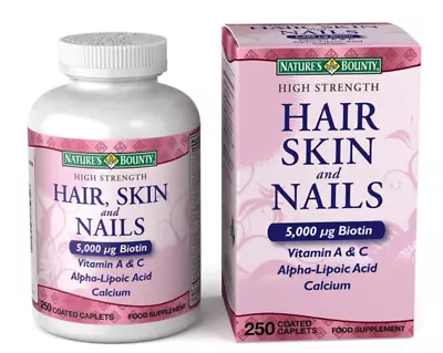 Nature's Bounty Hair Skin & Nails | 5000 Ug Biotin Vit A & C - 250 Caplets • £20.99