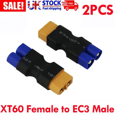 2PCS XT60 Female To EC3 Male Plug Connector Adapter For RC ESC LIPO Battery • £5.59