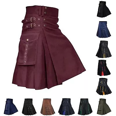 Men Plus Size Utility Scottish Traditiona Scottish Holiday Skirt Pleated Costume • $31.32