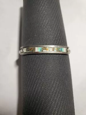 Vintage Bracelet MEXICO Abalone Shell  Bangle Nickle Silver Jewelry  • $9.99