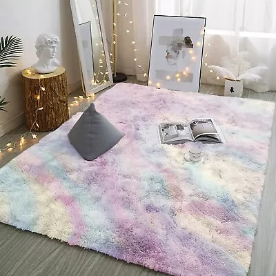Fluffy Rugs Anti Slip Large Shaggy Rug Modern Living Room Bedroom Carpet Mats • £9.99