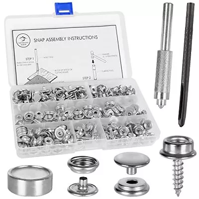 Canvas Snap Button Kit 228 Piece - Marine Grade Stainless Steel Snaps | Fabri... • $26.37