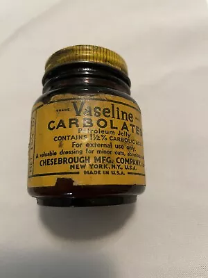 Vintage VASELINE Carbolated PETROLEUM JELLY JAR Bottle CHESEBROUGH PONDS INC. • $11.50