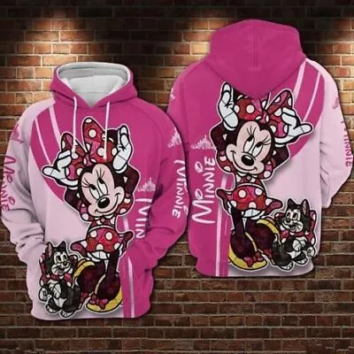 Minnie Mouse And Cat Funny Mouse Ears Character 3D HOODIE BEST PRICE US SIZE • $39.89