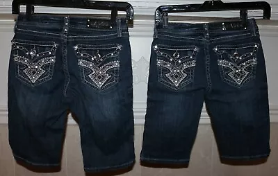 Set Of 2 Youth Girl's L.A. Idol Denim Bling Embellished Bermuda Shorts - Size 12 • $19.99