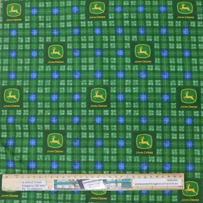 $8.25 • Buy Quilting Patchwork Fabric John Deere Tractors Green Plaid 50x55cm FQ