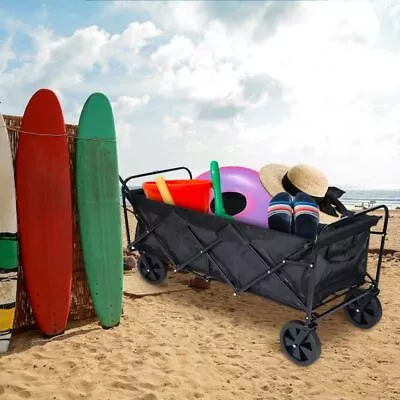 Outdoor Folding Hand Cart Portable Travel Camping Wagon Cart W/ Anti-Slip Wheel • $108.88