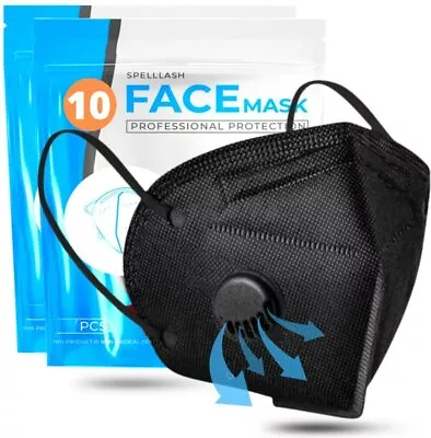 50/100Pcs Black KN95 Face Mask 5 Layer BFE 95% Disposable Respirator With Valve • $11.95