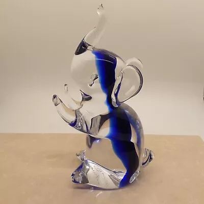 Rubelli Giampaolo Signed Murano Vintage Art Glass Clear Elephant Sculpture ~ 7  • $74.85