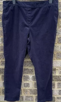 M&S Classic Navy Blue Corduroy Trousers Side Pockets Size 20 Short Straight Leg • £6.50