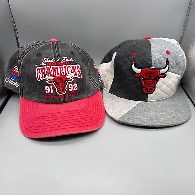 Lot Of 2 Chicago Bulls Mitchell & Ness Hats Back To Back - Adjustable • $26.99