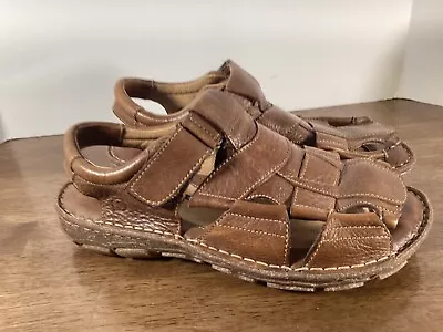 Born Mens Brown Leather Fisherman Sandals Size 8 / 41 Excellent • $25.49