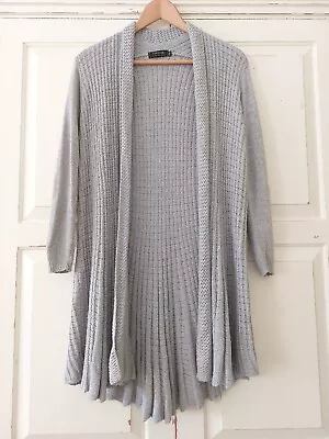 £6 • Buy Forever By Michael Gold Size L/ XL  Grey Long Open Fronted Knitted Cardigan