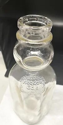 VTG Meadow Gold 1951 One Quart Glass Milk Bottle Cream Top Duraglas • $9.99