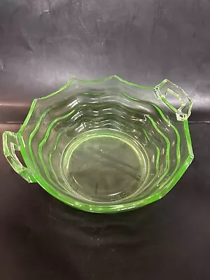 Green Uranium Glass Bowl Ocean Wave • $22