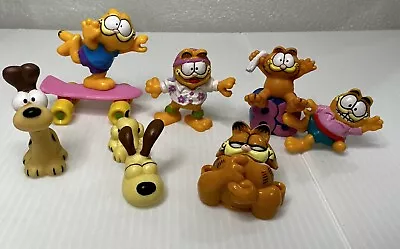 Vintage Mini GARFIELD Cat Figurines + ODIE And 1 Shoelace Accessory Bow Biter • $20.04