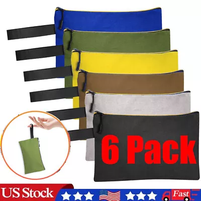 6 Pack Tool Pouch Canvas Tool Bag Zipper Small Multipurpose Organizer Pouch • $16.99