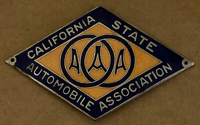 VTg  AAA CSAA California State Automobile Assoc.￼License Plate￼ Topper Porcelain • $165