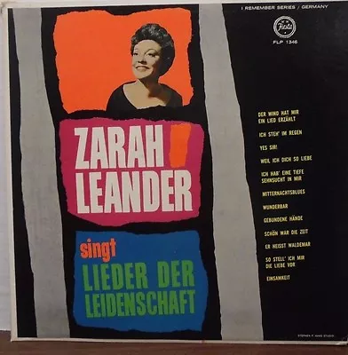 Zarah Leander Singt Lieder Der Leidenschaft 33RPM FLP 1346 121116LLE • $12.99