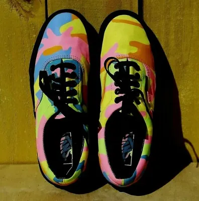 $58 • Buy Vans Era Neon Camo Print  Skate Shoes Men 7 Women 8.5 Yellow Green Pink Blue
