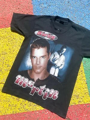 Vintage 90s Ricky Martin Livin La Vida Loca Rap Style Double Sided Graphic Sz S • $60