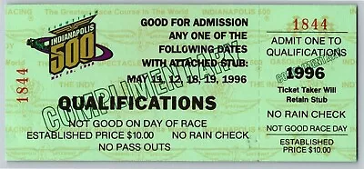 1996 Indy 500 Qualifications Admission Comp. Ticket - IMS Indianapolis Race  • $11.99