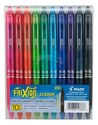 $19.99 • Buy Pilot Frixion Clicker Erasable Gel Ink Pens, Fine Point, Assorted Colors, 10 Pk