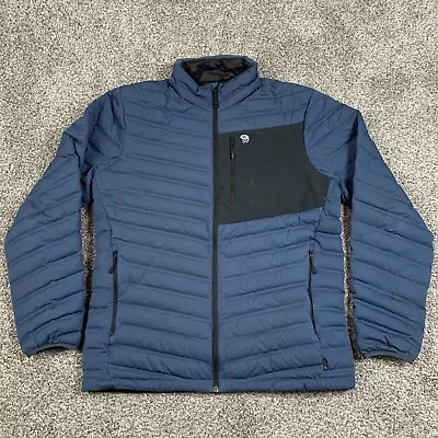 Mountain Hardwear Stretchdown Full Zip Jacket Blue Sz Large Q Shield Quilted • $49.99