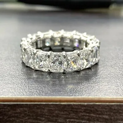 6.5Ct Radiant Cut Lab Created Diamond Band 14K White Gold Plated Full Eternity • $97.99